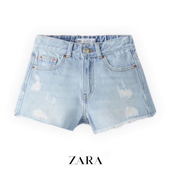 Zara Other - ZARA Kids | Light Blue | High Waist Damaged Denim Shorts